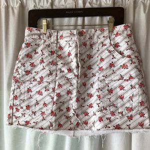 Re/Done White Floral Cut Off Skirt